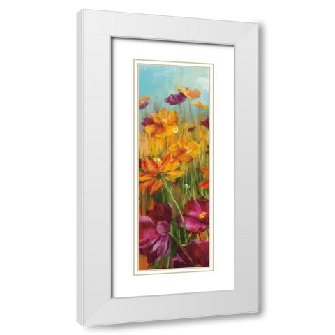 Cosmos in the Field II White Modern Wood Framed Art Print with Double Matting by Nai, Danhui