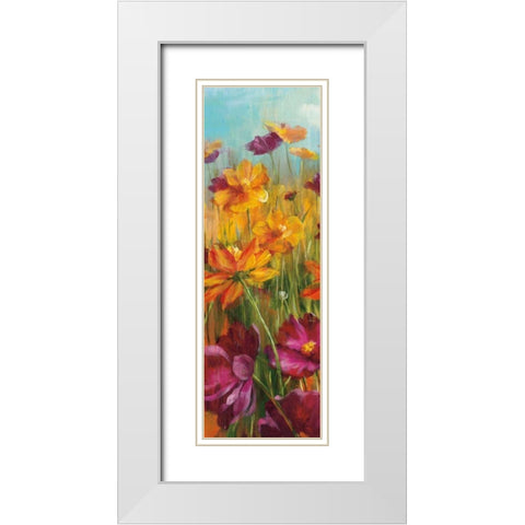 Cosmos in the Field II White Modern Wood Framed Art Print with Double Matting by Nai, Danhui