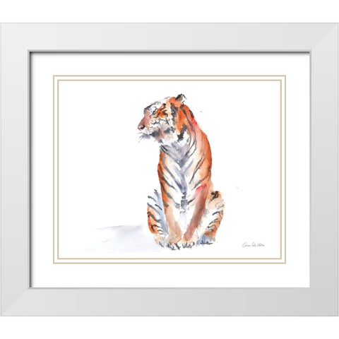 Wild Tiger II White Modern Wood Framed Art Print with Double Matting by Del Valle, Aimee