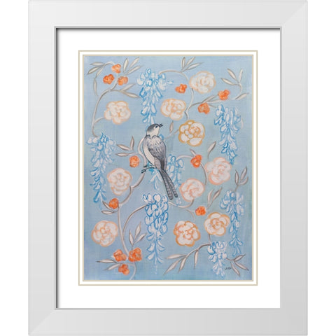 Heirloom Chinoiserie Bird I White Modern Wood Framed Art Print with Double Matting by Purinton, Julia