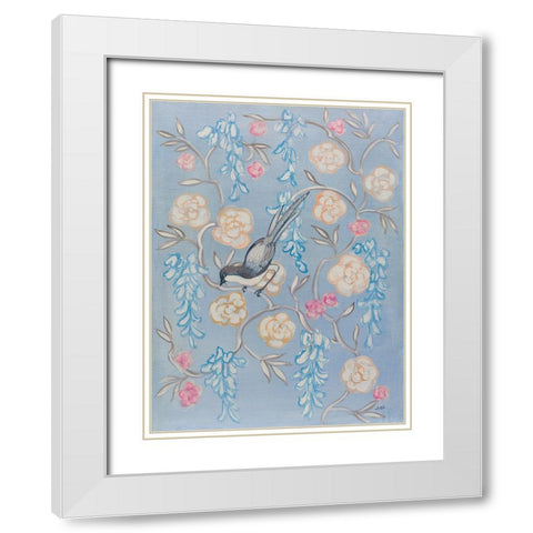 Heirloom Chinoiserie Bird II White Modern Wood Framed Art Print with Double Matting by Purinton, Julia