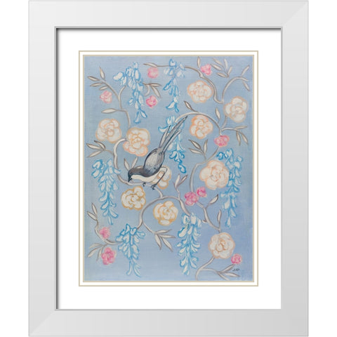 Heirloom Chinoiserie Bird II White Modern Wood Framed Art Print with Double Matting by Purinton, Julia