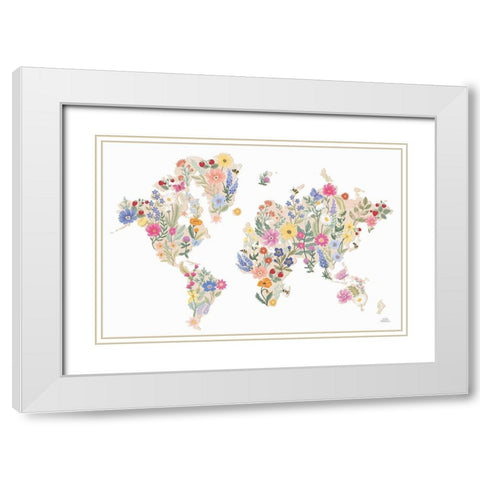 Wild Meadow World White Modern Wood Framed Art Print with Double Matting by Marshall, Laura