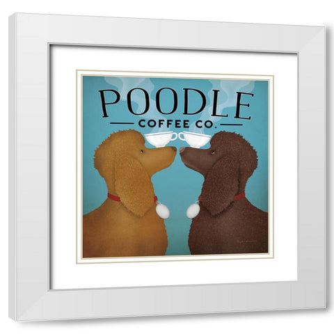 Double Poodle Coffee White Modern Wood Framed Art Print with Double Matting by Fowler, Ryan