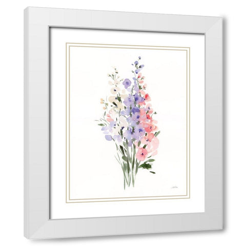 Spring Blooms II White Modern Wood Framed Art Print with Double Matting by Pete, Katrina