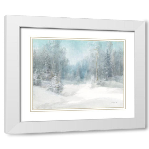 Peaceful Winter White Modern Wood Framed Art Print with Double Matting by Nai, Danhui
