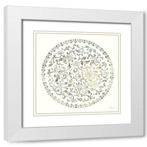 Earthen Circle of Life II White Modern Wood Framed Art Print with Double Matting by Nai, Danhui