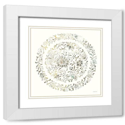 Earthen Circle of Life III White Modern Wood Framed Art Print with Double Matting by Nai, Danhui