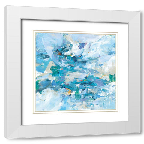 Exuding Summer Blue White Modern Wood Framed Art Print with Double Matting by Nai, Danhui