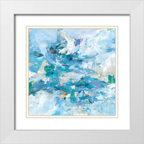 Exuding Summer Blue White Modern Wood Framed Art Print with Double Matting by Nai, Danhui