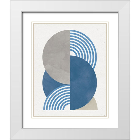 Deco Glam I Blue White Modern Wood Framed Art Print with Double Matting by Hershey, Moira