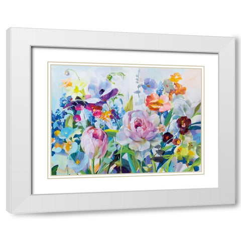 High Summer Garden II White Modern Wood Framed Art Print with Double Matting by Nai, Danhui