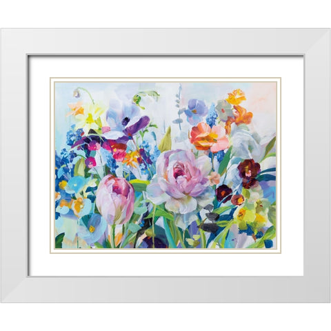 High Summer Garden II White Modern Wood Framed Art Print with Double Matting by Nai, Danhui