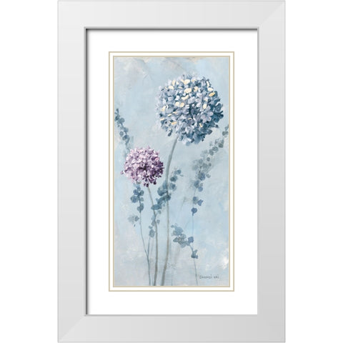 Airy Blooms I Purple White Modern Wood Framed Art Print with Double Matting by Nai, Danhui