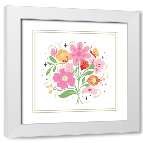 Bold Bright Bouquet I White Modern Wood Framed Art Print with Double Matting by Graham, Gia
