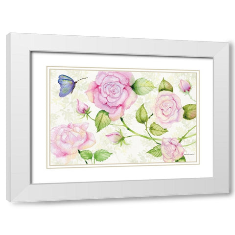Floral Delight VI Butterflies White Modern Wood Framed Art Print with Double Matting by McKenna, Kathleen Parr