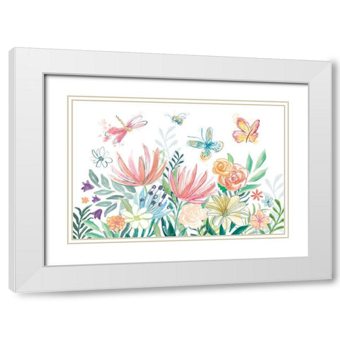 Flower Fun I White Modern Wood Framed Art Print with Double Matting by Urban, Mary