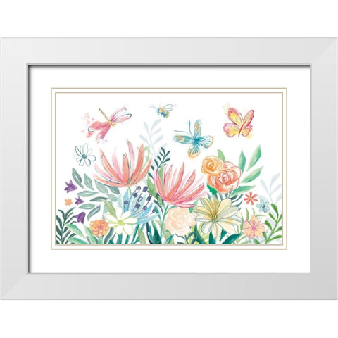 Flower Fun I White Modern Wood Framed Art Print with Double Matting by Urban, Mary