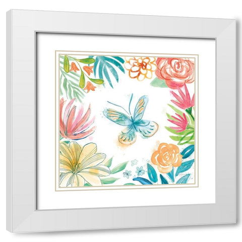 Flower Fun II White Modern Wood Framed Art Print with Double Matting by Urban, Mary