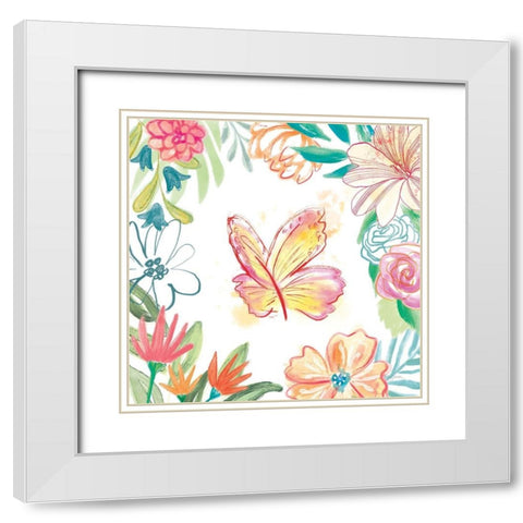 Flower Fun IV White Modern Wood Framed Art Print with Double Matting by Urban, Mary