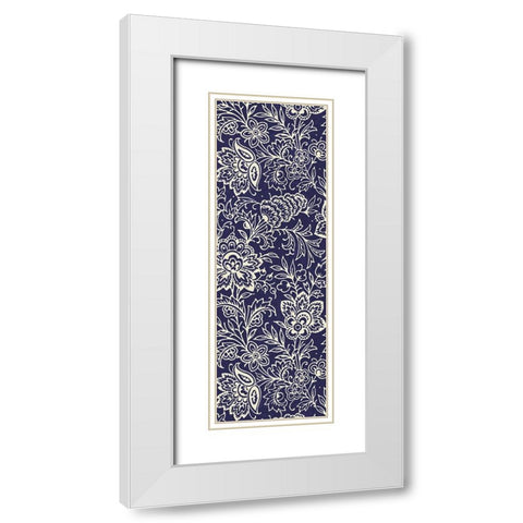 Kala Indigo Panel I White Modern Wood Framed Art Print with Double Matting by Schlabach, Sue