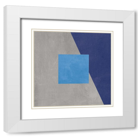 Azure Blue Silk Abstract II White Modern Wood Framed Art Print with Double Matting by Tillmon, Avery