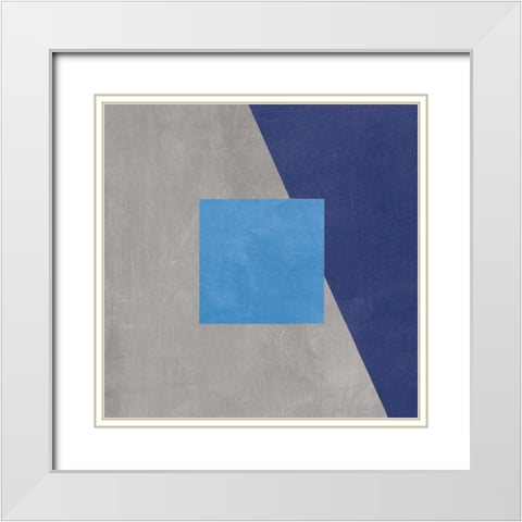 Azure Blue Silk Abstract II White Modern Wood Framed Art Print with Double Matting by Tillmon, Avery