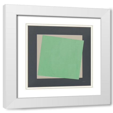 Geo Core Green White Modern Wood Framed Art Print with Double Matting by Tillmon, Avery