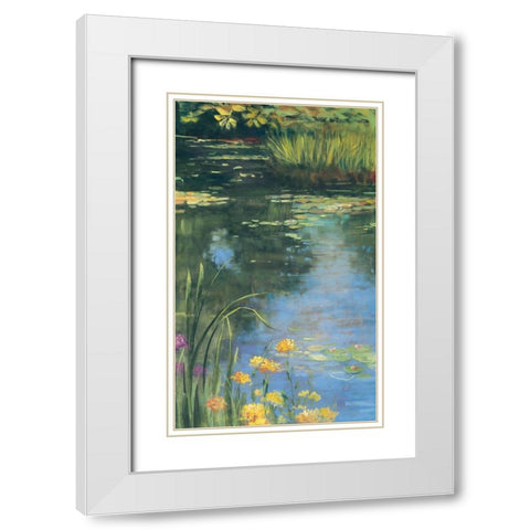 Garden Pond II White Modern Wood Framed Art Print with Double Matting by Rowan, Carol