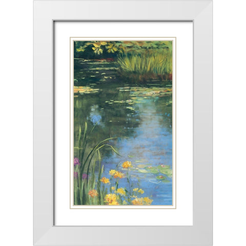 Garden Pond II White Modern Wood Framed Art Print with Double Matting by Rowan, Carol