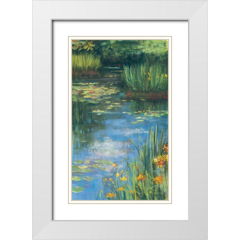 Garden Pond III White Modern Wood Framed Art Print with Double Matting by Rowan, Carol