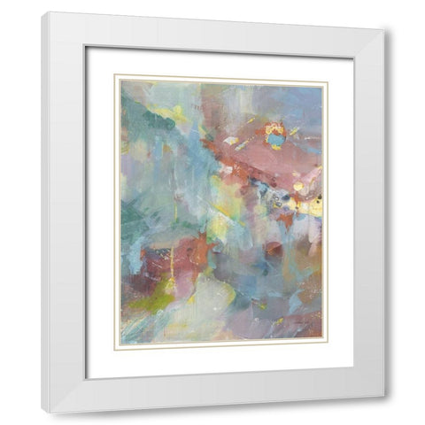 Quasar II Rose White Modern Wood Framed Art Print with Double Matting by Nai, Danhui