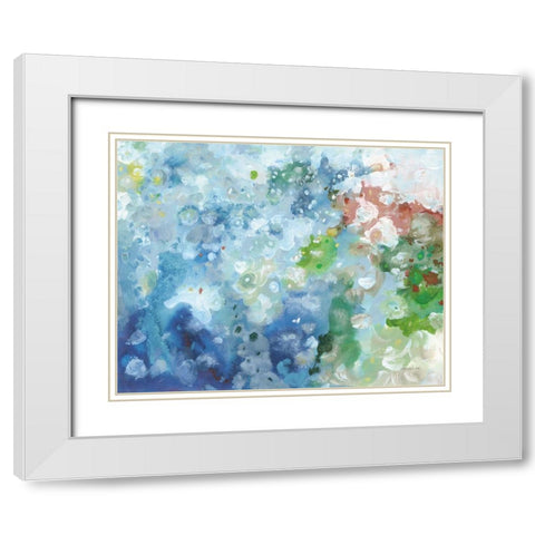 Tidepool Sparkle Pink Blue White Modern Wood Framed Art Print with Double Matting by Nai, Danhui