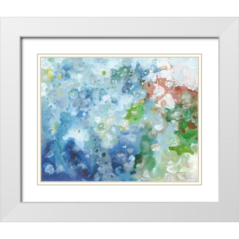 Tidepool Sparkle Pink Blue White Modern Wood Framed Art Print with Double Matting by Nai, Danhui