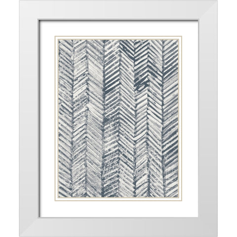Maki Tile Panel I Crop II Blue White Modern Wood Framed Art Print with Double Matting by Lovell, Kathrine