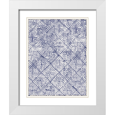 Maki Tile Panel II Crop II Blue White Modern Wood Framed Art Print with Double Matting by Lovell, Kathrine