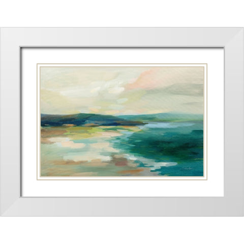 Pastel Lake White Modern Wood Framed Art Print with Double Matting by Vassileva, Silvia