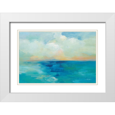 Aquarelle Sea White Modern Wood Framed Art Print with Double Matting by Vassileva, Silvia