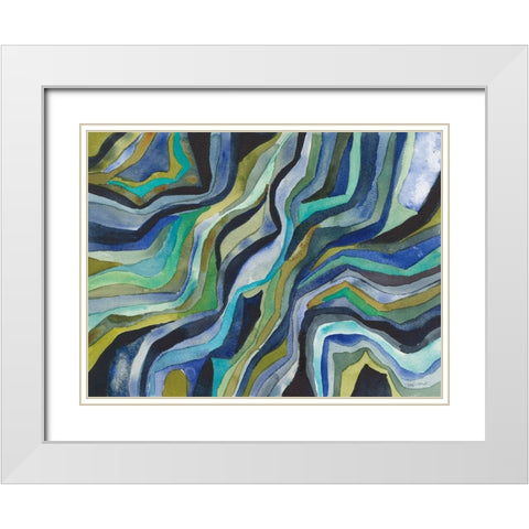 Flow White Modern Wood Framed Art Print with Double Matting by Warrick, Cheryl