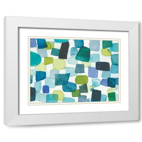 Toggle Blocks White Modern Wood Framed Art Print with Double Matting by Warrick, Cheryl