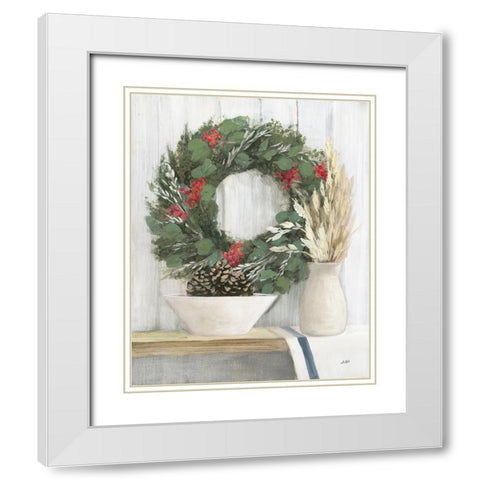 Natural Christmas I Blue White Modern Wood Framed Art Print with Double Matting by Purinton, Julia