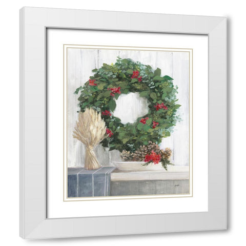 Natural Christmas II Blue White Modern Wood Framed Art Print with Double Matting by Purinton, Julia