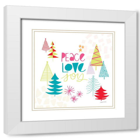 Peace Love Joy II Bright White Modern Wood Framed Art Print with Double Matting by Warrick, Cheryl