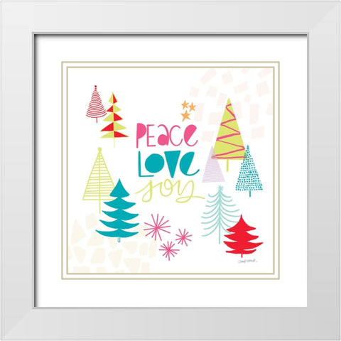 Peace Love Joy II Bright White Modern Wood Framed Art Print with Double Matting by Warrick, Cheryl