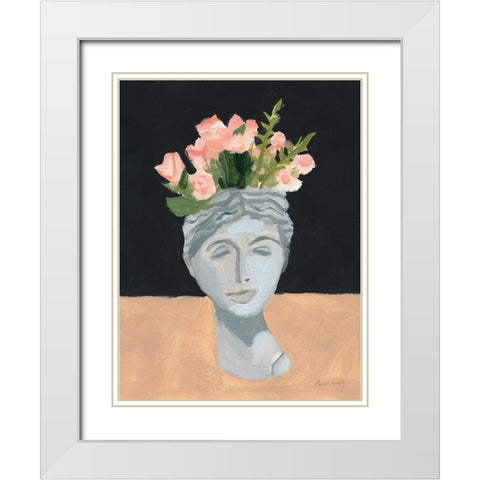 Golden Roses White Modern Wood Framed Art Print with Double Matting by Munger, Pamela