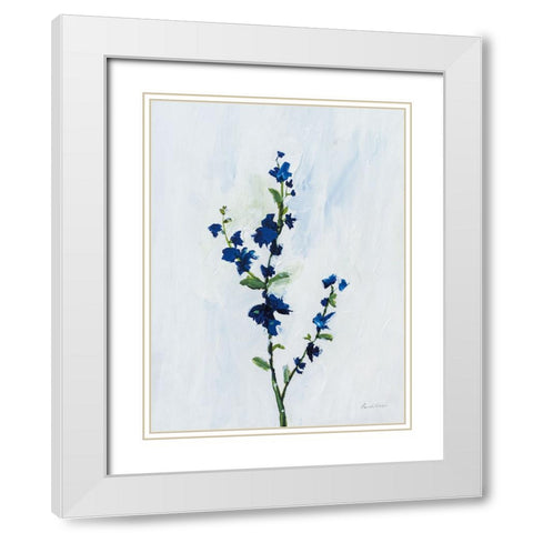 Blue Stems I White Modern Wood Framed Art Print with Double Matting by Munger, Pamela