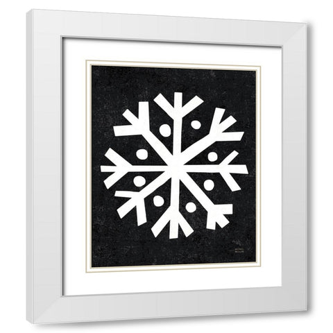 Christmas Whimsy Snowflake White Modern Wood Framed Art Print with Double Matting by Mullan, Michael