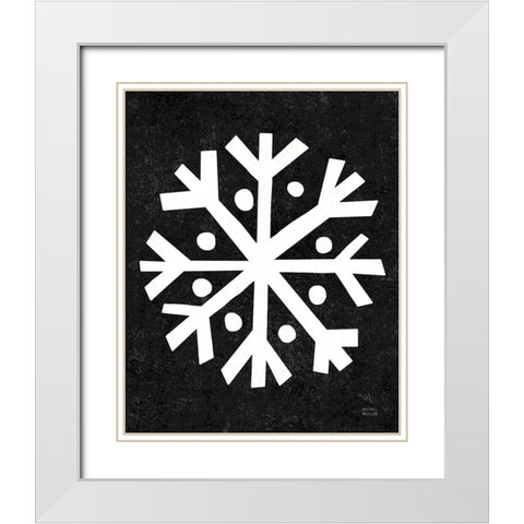 Christmas Whimsy Snowflake White Modern Wood Framed Art Print with Double Matting by Mullan, Michael