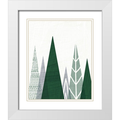 Geometric Forest II Green Gray White Modern Wood Framed Art Print with Double Matting by Mullan, Michael