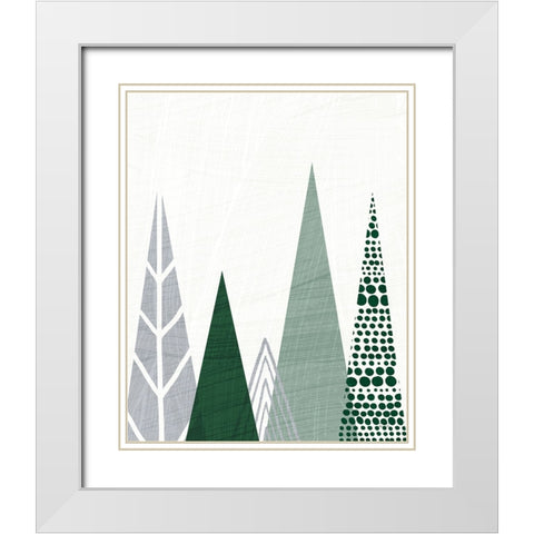 Geometric Forest III Green Gray White Modern Wood Framed Art Print with Double Matting by Mullan, Michael